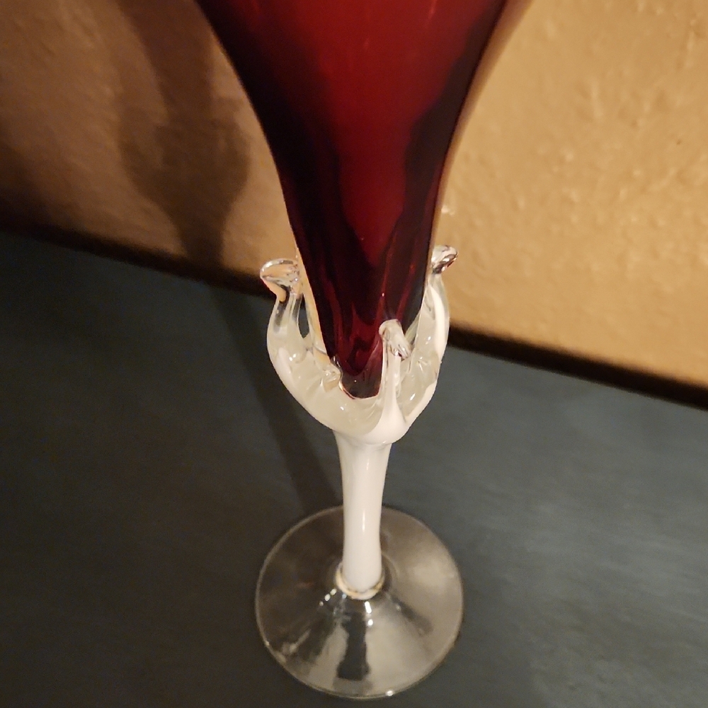 Ruby Red Art Glass Vase or Champagne Flute - Picture 11 of 11